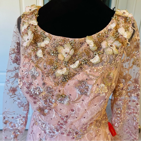 Mac Duggal 67501 Rose Pink Floral Detail Beaded Gown Midi Sz 8 NWT $598 - Picture 7 of 15